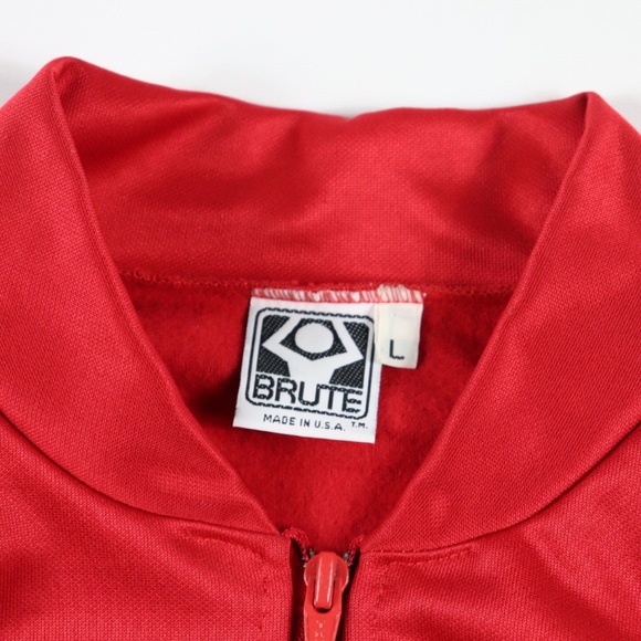 90s New Brute Mens Large Soccer Track Jacket Red - Picture 5 of 6